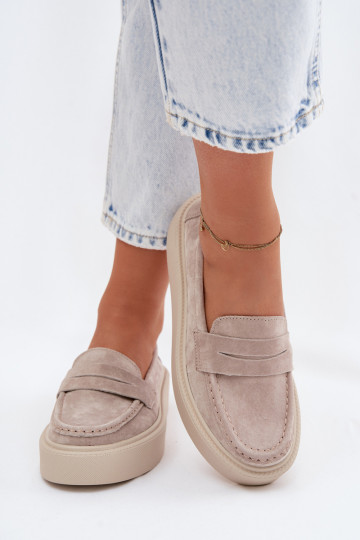 MocassiniAbilitatoturalnego dalla pelle scamosciatau con una piattaforma Vinceza 79594 beige