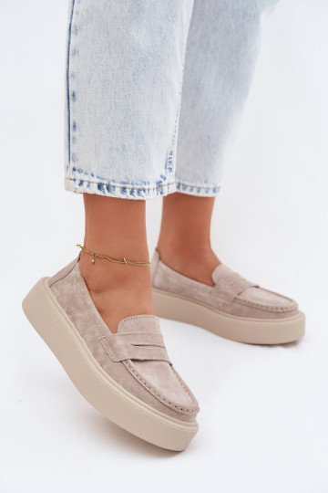 MocassiniAbilitatoturalnego dalla pelle scamosciatau con una piattaforma Vinceza 79594 beige 2