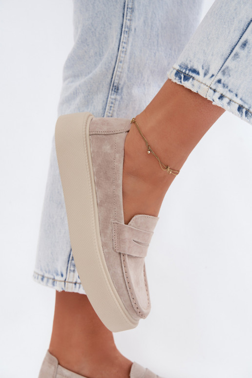 MocassiniAbilitatoturalnego dalla pelle scamosciatau con una piattaforma Vinceza 79594 beige