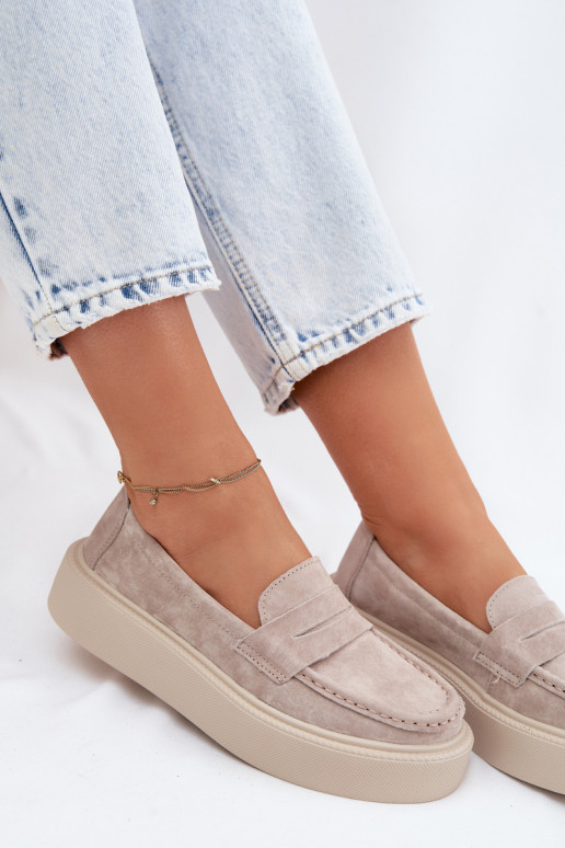 MocassiniAbilitatoturalnego dalla pelle scamosciatau con una piattaforma Vinceza 79594 beige