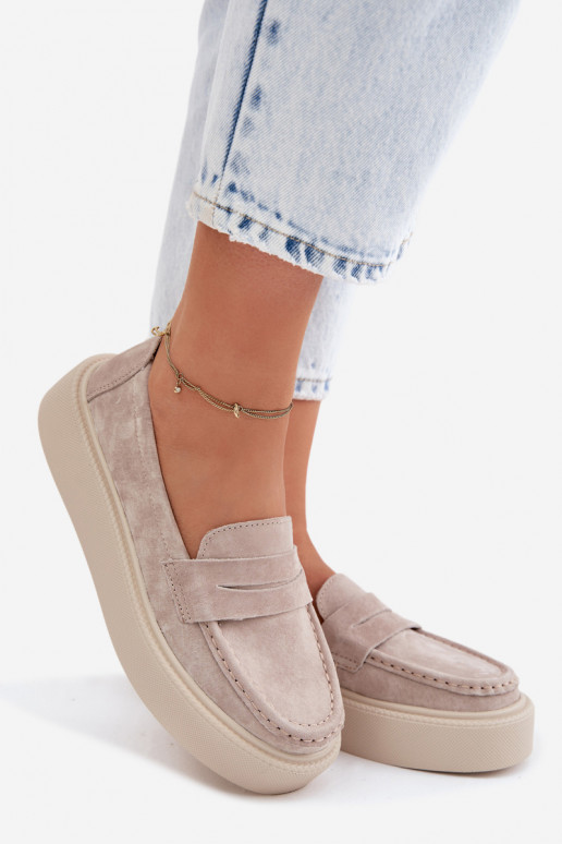 MocassiniAbilitatoturalnego dalla pelle scamosciatau con una piattaforma Vinceza 79594 beige