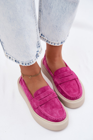 Mocassini in suede sintetico rosa con plateau Vinceza 79594