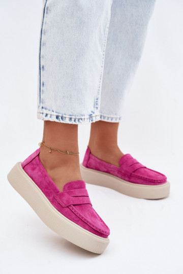 Mocassini in suede sintetico rosa con plateau Vinceza 79594 2