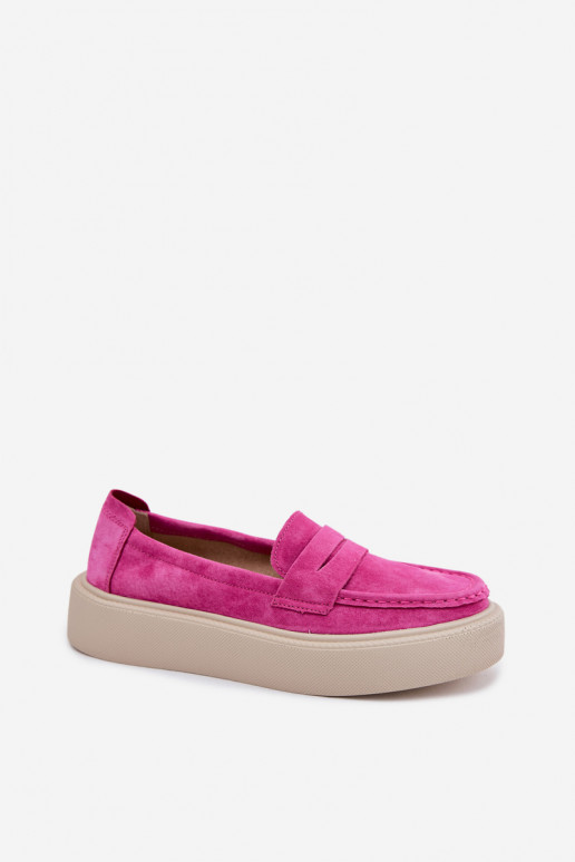 Mocassini in suede sintetico rosa con plateau Vinceza 79594