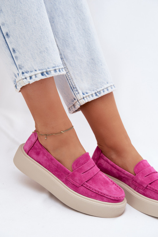 Mocassini in suede sintetico rosa con plateau Vinceza 79594