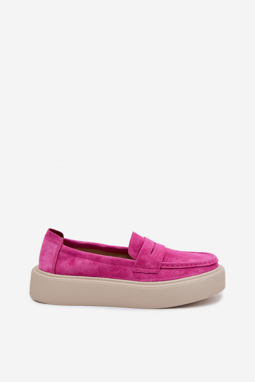 Mocassini in suede sintetico rosa con plateau Vinceza 79594