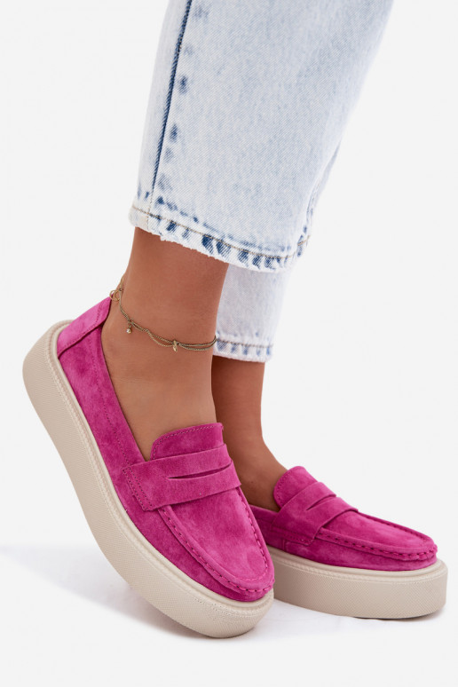Mocassini in suede sintetico rosa con plateau Vinceza 79594
