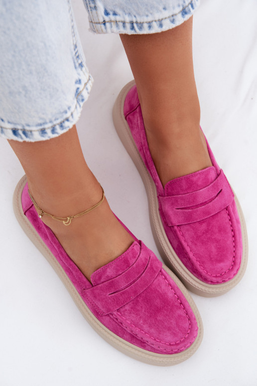 Mocassini in suede sintetico rosa con plateau Vinceza 79594