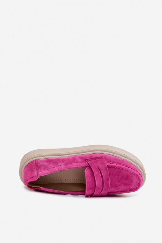 Mocassini in suede sintetico rosa con plateau Vinceza 79594