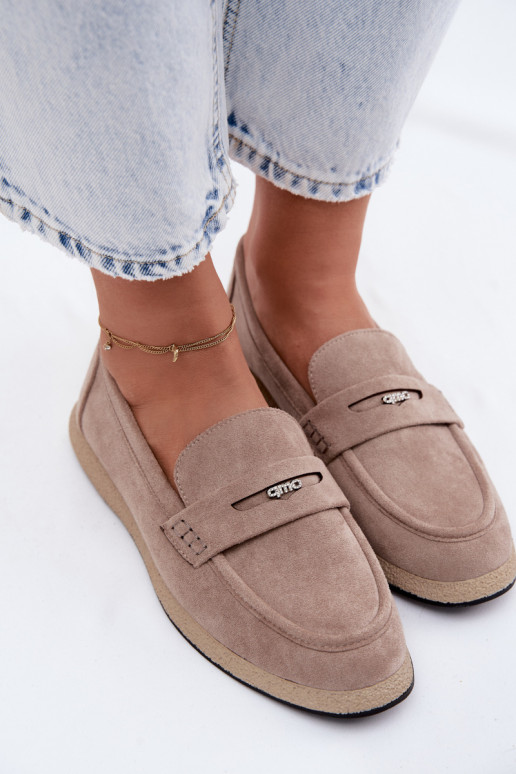 Mocassini in suede sintetico color sabbia da donna Vinceza 62273