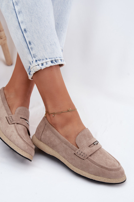 Mocassini in suede sintetico color sabbia da donna Vinceza 62273