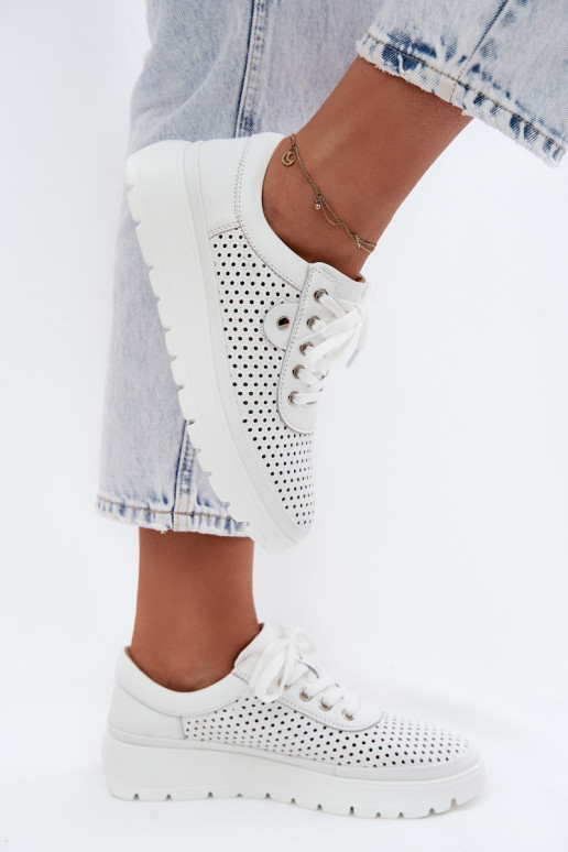 Pelle con elementi traforati scarpe Femminile Vinceza 79629 Colore bianco