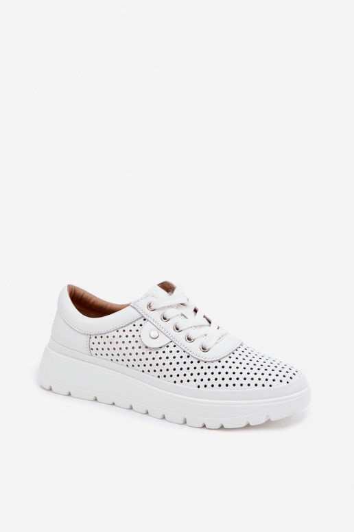 Scarpe in pelle perforata bianche da donna Vinceza 79629