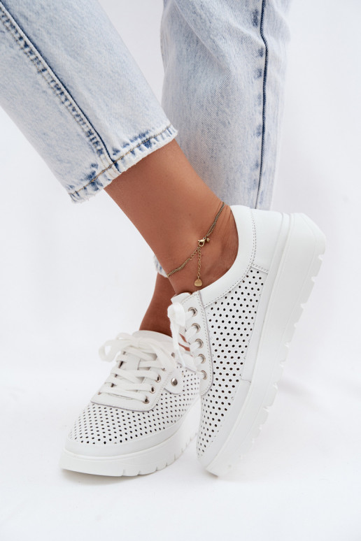 Pelle con elementi traforati scarpe Femminile Vinceza 79629 Colore bianco