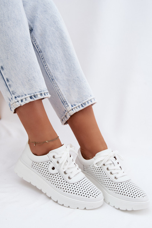 Pelle con elementi traforati scarpe Femminile Vinceza 79629 Colore bianco