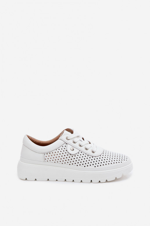 Scarpe in pelle perforata bianche da donna Vinceza 79629