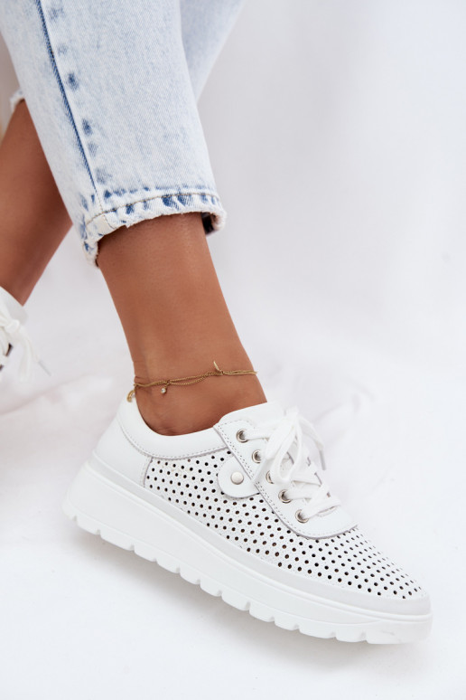 Pelle con elementi traforati scarpe Femminile Vinceza 79629 Colore bianco