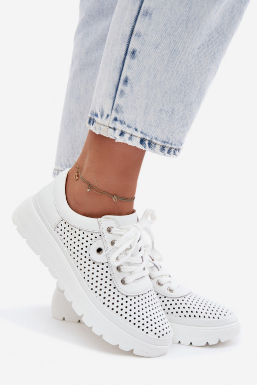 Pelle con elementi traforati scarpe Femminile Vinceza 79629 Colore bianco