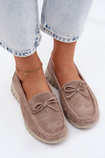 mocassini da donnaAbilitatoturalnego dalla pelle scamosciatau con nastri Vinceza 95401 beige
