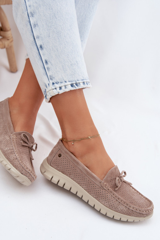 mocassini da donnaAbilitatoturalnego dalla pelle scamosciatau con nastri Vinceza 95401 beige