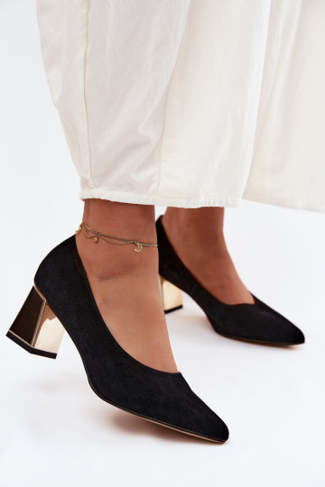 Décolleté in suede sintetico nere Vinceza 66921 2