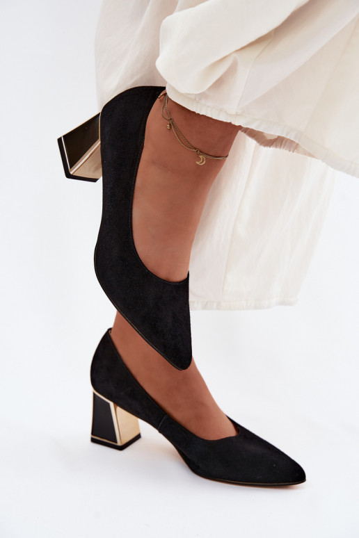 Décolleté in suede sintetico nere Vinceza 66921
