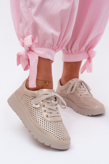 Pelle con elementi traforati scarpe Femminile Vinceza 79629 colore dorato