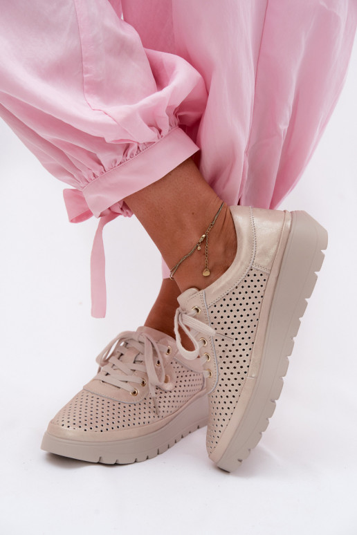 Pelle con elementi traforati scarpe Femminile Vinceza 79629 colore dorato