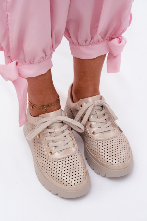 Pelle con elementi traforati scarpe Femminile Vinceza 79629 colore dorato