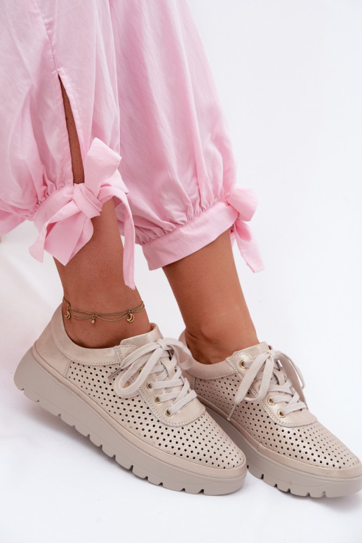 Pelle con elementi traforati scarpe Femminile Vinceza 79629 colore dorato