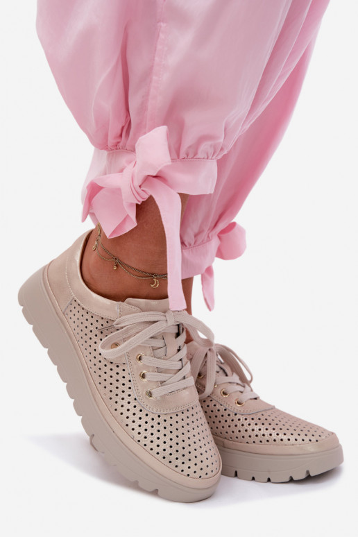 Pelle con elementi traforati scarpe Femminile Vinceza 79629 colore dorato