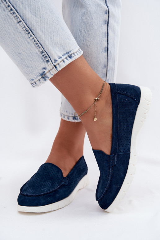 mocassini da donnaAbilitatoturalnego dalla pelle scamosciatau Vinceza 95360 blu scuro