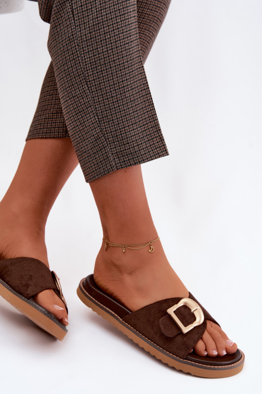 Pantofole da donna con fibbie dorate CzekoladoAe Elviane