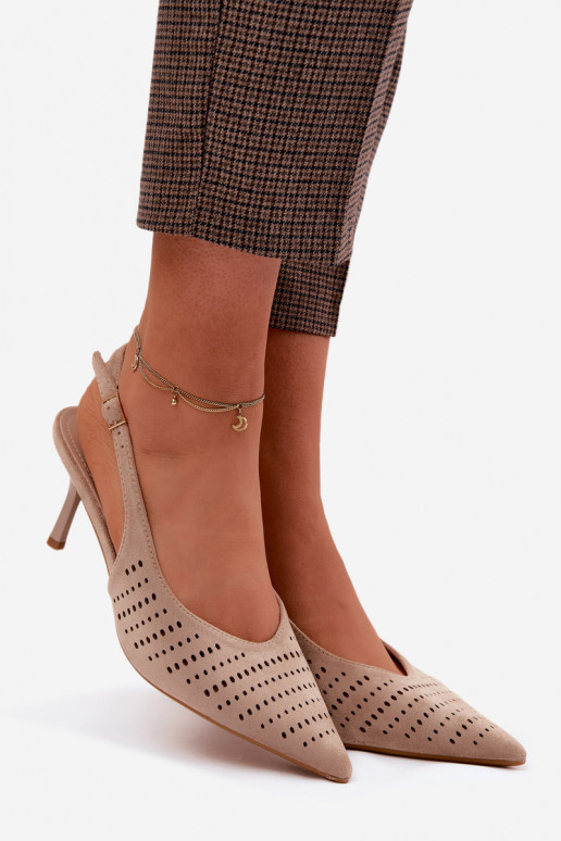 Sandali traforati Femminile con tacchi sottiliImitacji dalla pelle scamosciatau beige Torielle