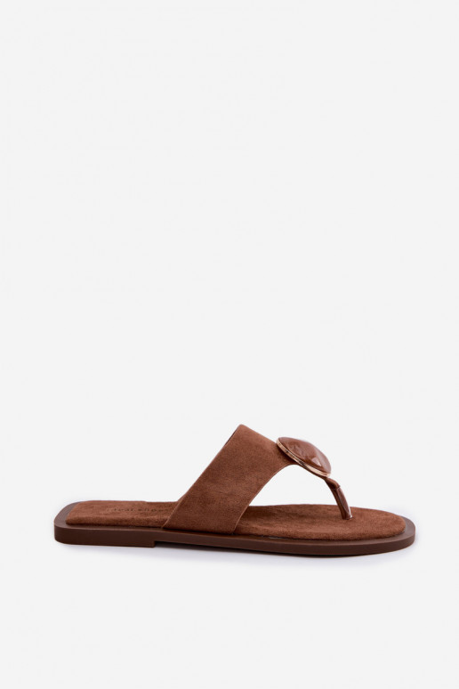 isoscele Pantofole Pantofole Femminile con ornamenti in ecopelle scamosciataoAe colore marrone Selvessa