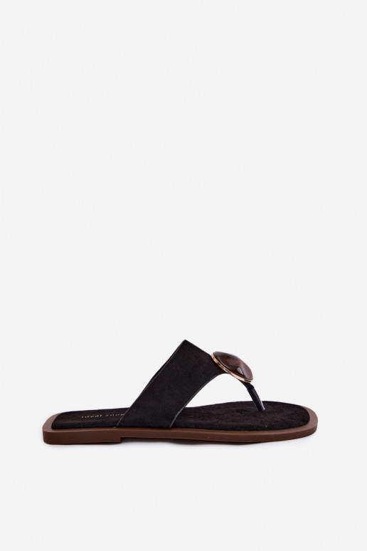 isoscele Pantofole Pantofole Femminile con ornamenti in ecopelle scamosciataoAe colore nero Selvessa