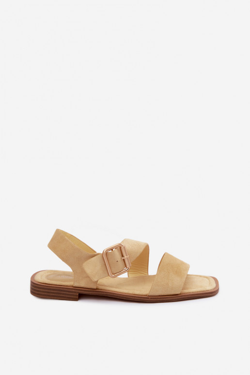 Sandali da donna con tacchi larghi con fibbie dorate colore giallo Verissea