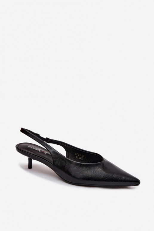 Sandali laccati da donnaImitacji Skóry con i tacchi colore nero Averelle