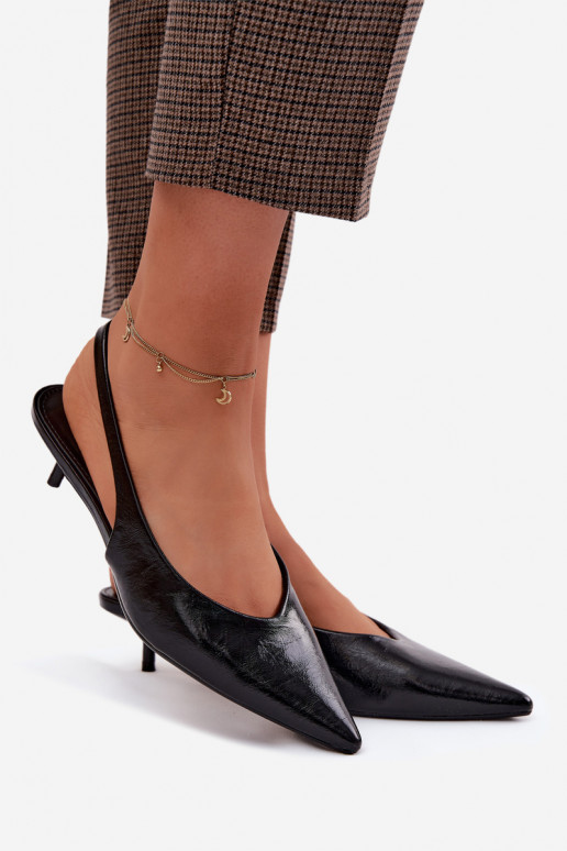 Sandali laccati da donnaImitacji Skóry con i tacchi colore nero Averelle