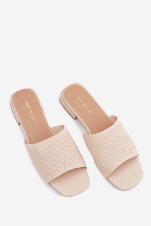  Pantofole da donna con tacchi larghi colore avorio Belissea