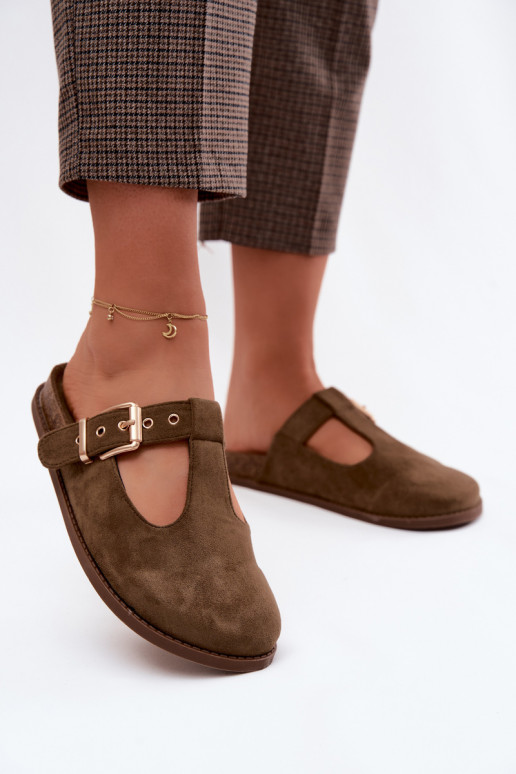 Pantofole da donna MuleImitacji dalla pelle scamosciatau colore kaki Melvia