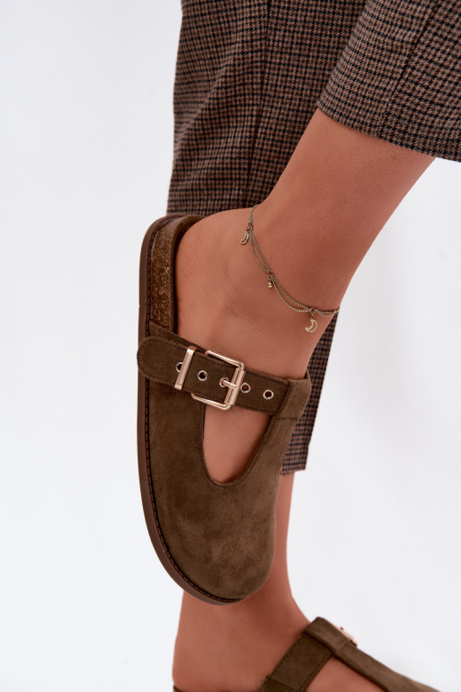 Pantofole da donna MuleImitacji dalla pelle scamosciatau colore kaki Melvia