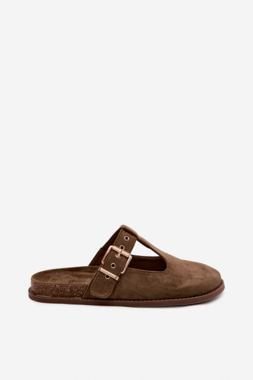 Pantofole da donna MuleImitacji dalla pelle scamosciatau colore kaki Melvia