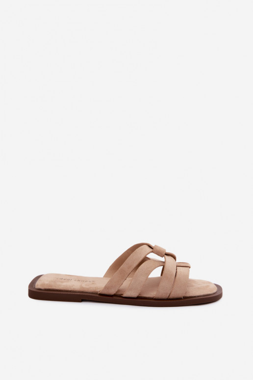 Infradito da donna con cinturini in suede sintetico color sabbia Calvia
