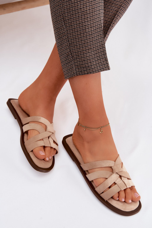 Infradito da donna con cinturini in suede sintetico color sabbia Calvia