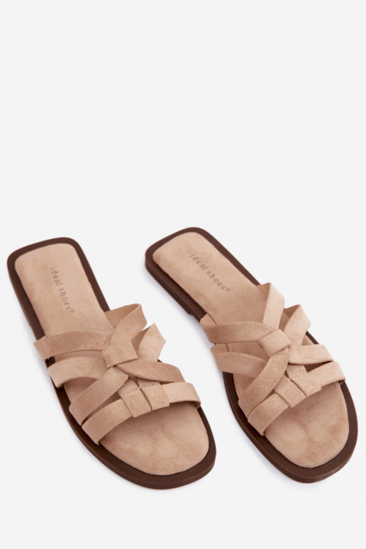 Infradito da donna con cinturini in suede sintetico color sabbia Calvia
