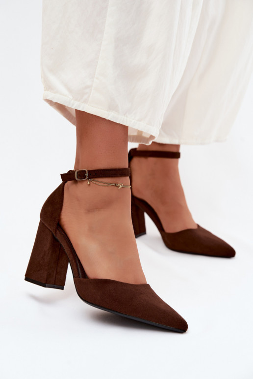 Décolleté in suede sintetico color Czekolado Selvra