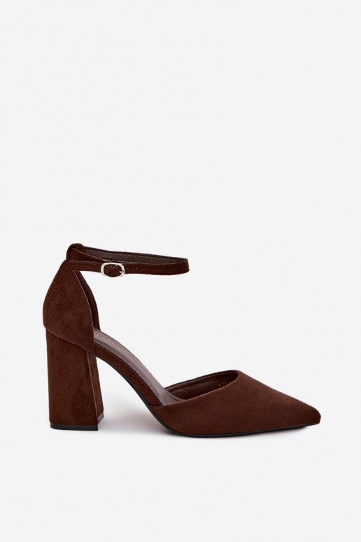 Décolleté in suede sintetico color Czekolado Selvra