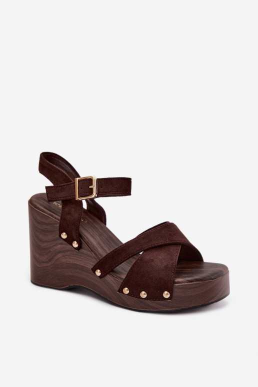 Sandali con piattaforma dorati da donna con borchie Ze Velvra