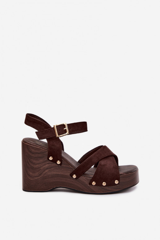 Sandali con piattaforma dorati da donna con borchie Ze Velvra